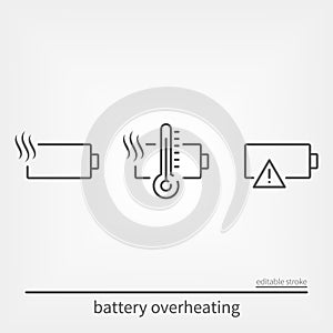 Battery overheating icons