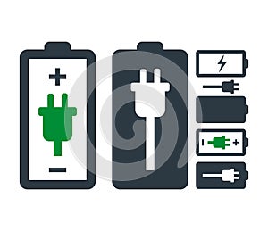 Batterie energia tappo impostato composto da icone 