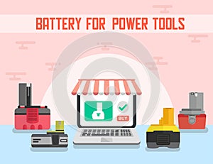 Battery for Power Tools Online Shop Vector Banner