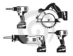 Battery powered tools icons