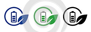 Battery recharge power storage leaves leaf circle recycle eco environment friendly energy storage icon