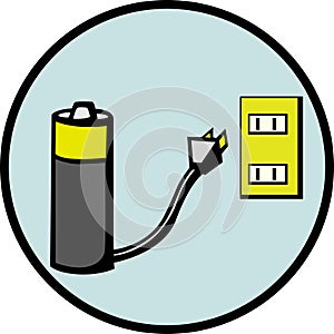 Battery recharging vector illustration photo