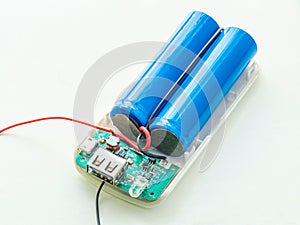 Battery removed from power-bank for mobile phone