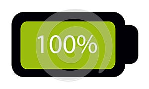 Battery Status Full 100% - Editable Vector Icon - Isolated On White