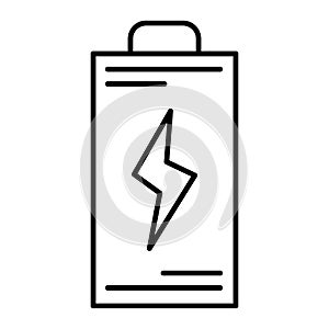 Battery thin line icon. Energy vector illustration isolated on white. Accumulator outline style design, designed for web