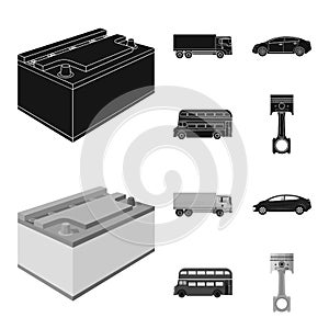 Battery and transport black,monochrom icons in set collection for design.Car maintenance station vector symbol stock photo