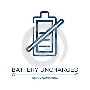 Battery uncharged icon. Linear vector illustration from material devices collection. Outline battery uncharged icon vector. Thin