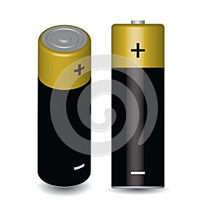 two batteries isolated on white background