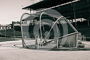 Batting cage on an empty Wrigley field photo