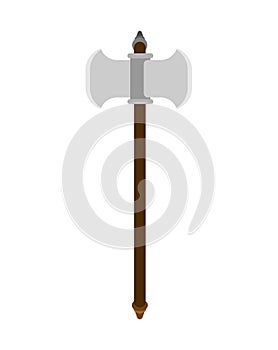 Battle ax weapon isolated. Double blade. Old medieval axe for wa