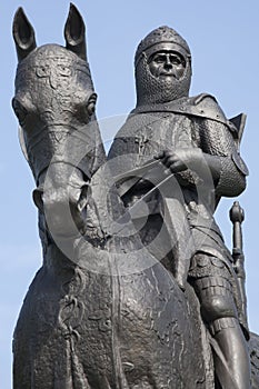 Statue of King Robert The Bruce of Scotland at Battle of Bannockburn memorial at the battle field in Stirlingshire, Scotland.