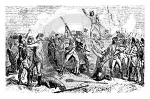 Battle of Bennington,vintage illustration