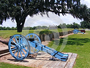 Battle of New Orleans Battlefield with Cannons and Plantation Home