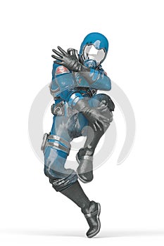 Battle pilot is dancing in white background