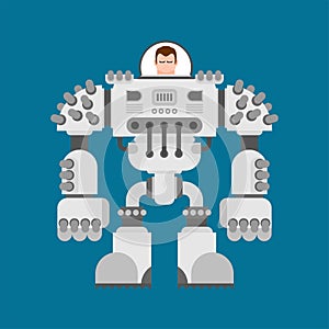 Battle robot Exoskeleton. Cyborg warrior future. Vector illustration