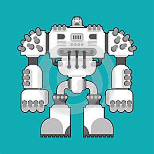 Battle robot isolated. Cyborg warrior future. Vector illustration