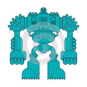 Battle robot isolated. Cyborg warrior future. Vector illustration