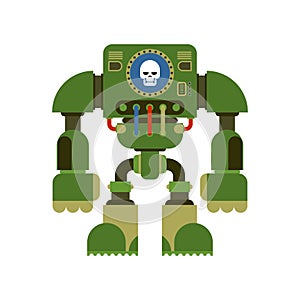 Battle robot isolated. Cyborg warrior future. Vector illustration