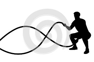 Battle rope workout,vector illustration, silhouette