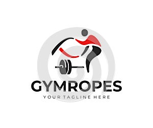 Battle ropes logo design. Fitness exercise with a rope vector design photo