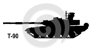 Battle tank T-90. Tank icon. Tank silhouette