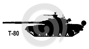 Battle tank T-80. Tank icon. Tank silhouette photo