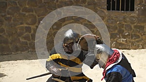 Battle of two knights in the arena