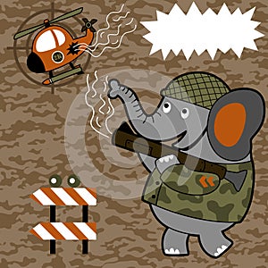 Battlefield with cute soldier cartoon