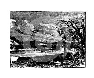 Battleground of the Monongahela, wood engraving 1847