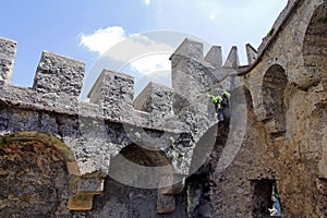 The battlements of an ancient castle photo