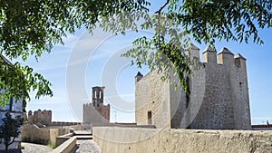 Battlements, pathways and towers of Badajoz muslim wall, Spain
