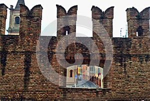 Battlements of the walls of the Castello Di Fontanellato,The Province of Parma, Italy photo