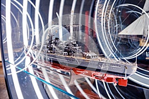 Battleship model inside the German Museum of Technology