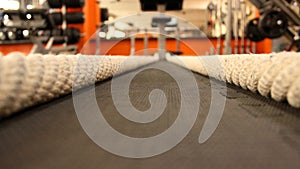 Battling ropes at gym.