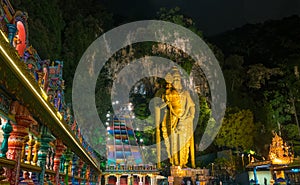 Batu Caves Kuala Lumpur Malaysia, scenic interior limestone cavern decorated with temples and Hindu shrines, travel destination in