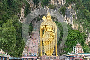 Batu Caves statue and entrance near Kuala Lumpur, Malaysia.