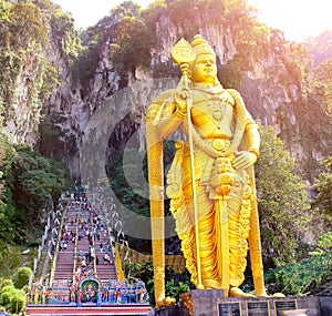 Batu Caves statue and entrance near Kuala Lumpur, Malaysia photo