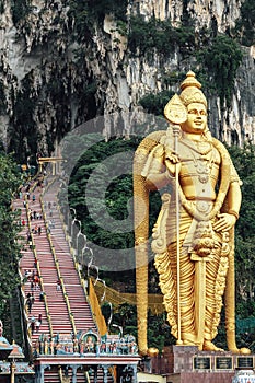 Batu Caves statue and entrance near Kuala Lumpur, Malaysia.