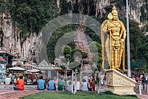 Batu Caves statue and entrance near Kuala Lumpur, Malaysia.