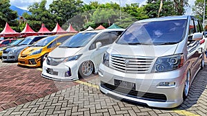 Batu City, Indonesia - December 2022 : Various modified cars line up in the Automotive Contest