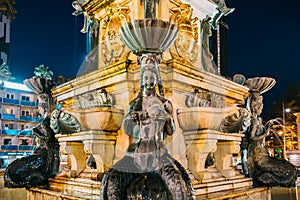 Batumi, Adjara, Georgia. Decorative Details Of Neptune Fountain