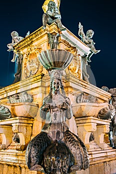 Batumi, Adjara, Georgia. Decorative Details Of Neptune Fountain