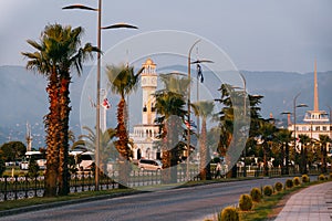 Batumi, Adjara, Georgia. Gogebashvili Street Road And Chacha Tower