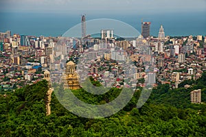 BATUMI, GEORGIA: Beautiful view of Batumi from cable car. Batumi Argo Cable Car.