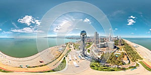 Batumi Georgia Dron image with 3D spherical air panorama with 360 degree viewing angle. Old Town. Alphabet tower. Ready for photo