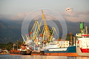 Batumi port at sunset, Georgia