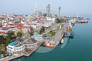 Batumi Seaside and Urban Landscape Aerial View