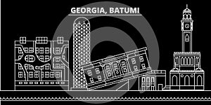Batumi silhouette skyline. Georgia - Batumi vector city, georgian linear architecture, buildings. Batumi travel