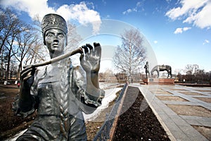 Batyushkov monument in Vologda, a traditional Russian, Slavonic