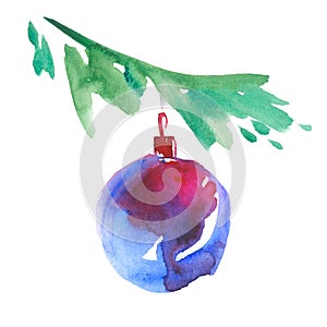 Bauble with christmas tree branch.